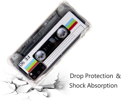 Case for Galaxy S20 with Reinforced Corners, TPU Soft Bumper Retro Cassette Tape Case Compatible with Samsung Galaxy S20