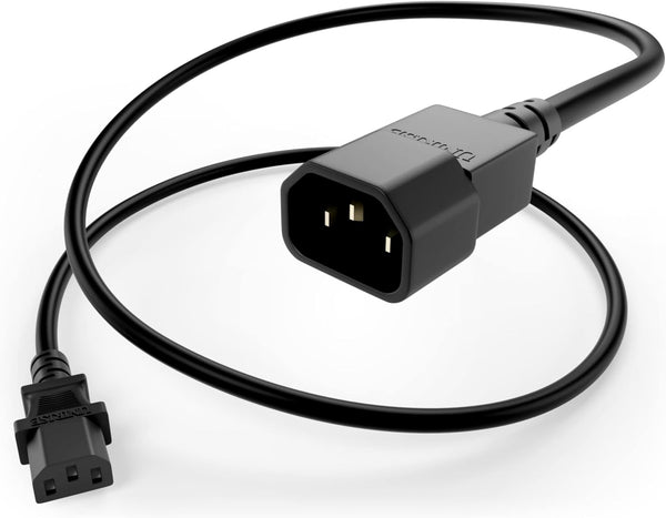 UNC PDU Power Cable C13 to C14, 1 Foot Black, 15 Amp 250V,