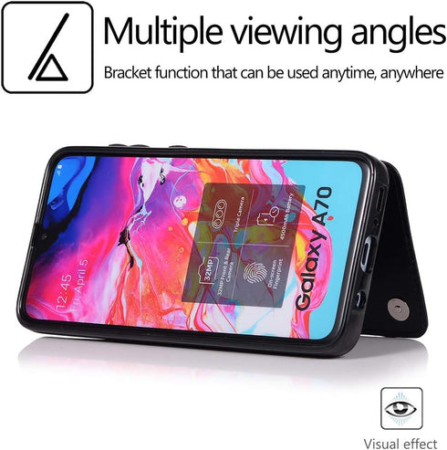 NKECXKJ Wallet Case for Samsung Galaxy A50/A30s/A50s - PU Leather Phone Case with Screen Protector, Card Holder, Black