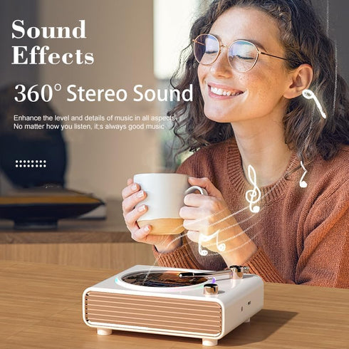 Strackvial Retro Bluetooth Speaker, Wireless Speakers with Bluetooth Desktop Music Player, Portable Record Player