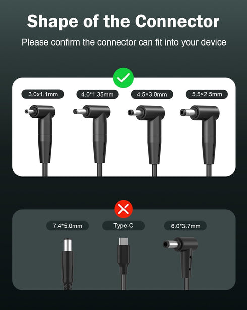 Superer 65W, 45W, 33W Laptop Charger Fit for Asus Vivobook, Zenbook and More Series Power Cord, Power Lamp, Extended