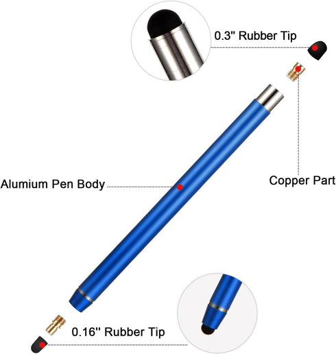 Stylus Pens for Touch Screens - Waycco High Sensitivity Capacitive Stylus 2 in 1 Touch Screen Pen with 8 Replaceable Tips for iPad iPhone Tablets Samsung Galaxy All Universal Touch Devices - 4 Pack