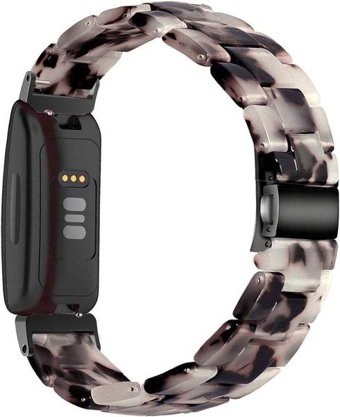 Wongeto Compatible with Fitbit Inspire 2 & Inspire/Inspire HR Bands for Women, Resin Wristband Strap (Flower Grey)