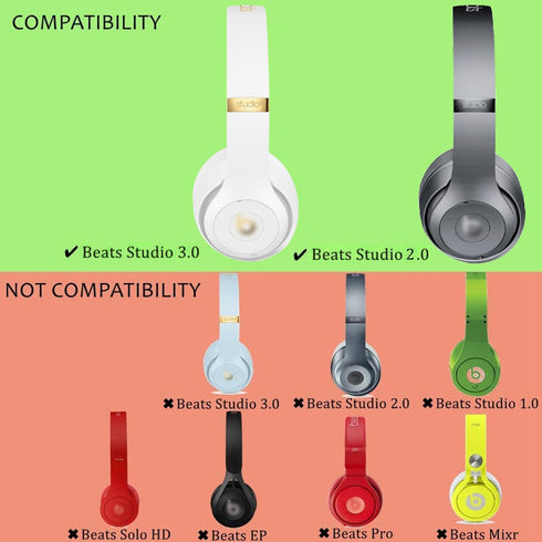 Replacement Ear Pads for Beats Studio 2 & Studio 3 Wired & Wireless Headphones, Replacement EarPads Cushions Headphones Covers with Memory Noise Isolation Foam Softer Leather-Titanium