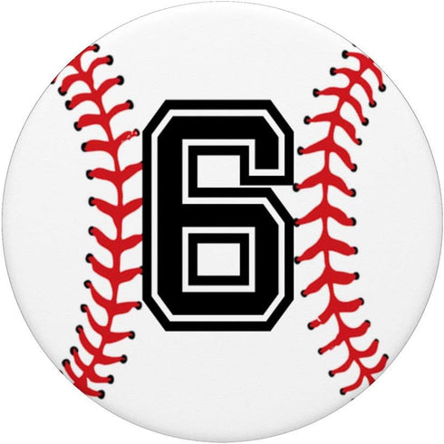 Baseball Player Jersey Number #6, Baseball Gifts PopSockets PopGrip for Phones & Tablets