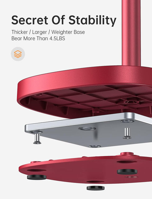 LISEN Cell Phone Stand, Angle Height Adjustable Stable Holder for Desk, Sturdy Aluminum Metal Phone Holder - Red