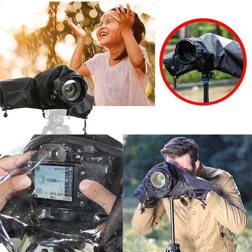 HuaerHui Camera Rain Cover for Canon Nikon Sony Fujifilm DSLR Mirrorless Cameras, Medium Lens Sleeve, Black