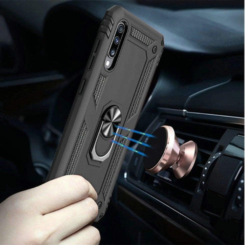 TJS Compatible with Samsung Galaxy A20 and A30 Case, Heavy Duty Drop Protector with Tempered Glass Protector