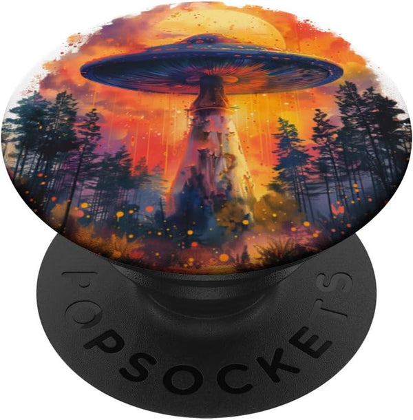 PopSockets Standard PopGrip - Whimsical Paranormal UFO Mushroom Nature
