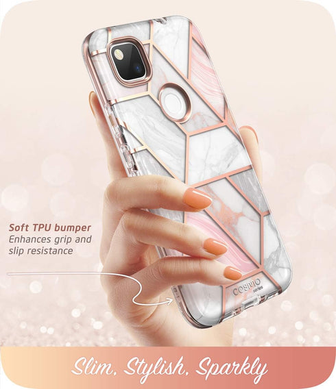 i-Blason Cosmo Series Slim Protective Case for Google Pixel 4a (5.8 inch, 2020), Stylish with Built-in Screen Protector