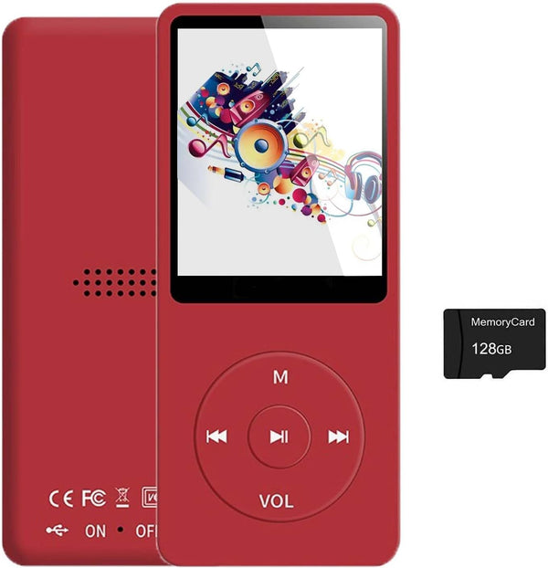 imkavery 128GB MP3 Player with Bluetooth 5.2, Portable Red Music Player for Kids