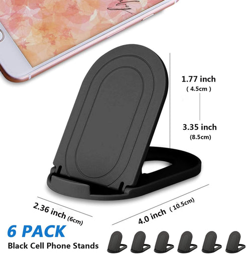 Cell Phone Stand for Desk, 6 Pack Black Phone Stand Portable Foldable Desktop Cell Phone Holder Adjustable Universal Multi-Angle Cradle Kickstand for iPhone 15 14 13 Pro X XS Max Samsung