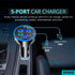 5 Port Car Charger Cigarette Lighter USB Charger LED Voltage Monitor (4USB+PD) Cigarette Lighter Adapter USB C Compatible with Android/iPhone and Tablets Devices