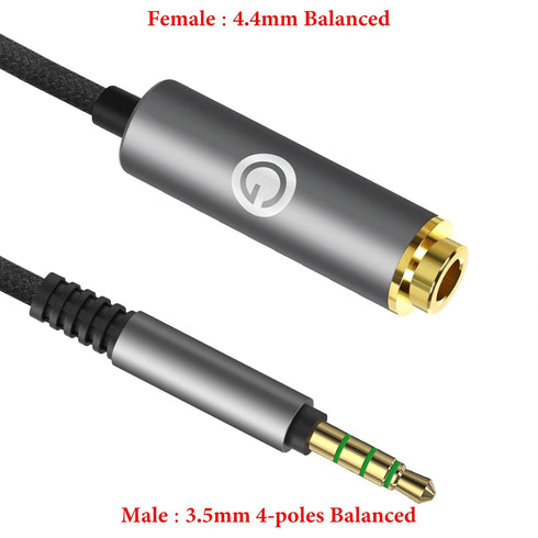 GEEKRIA 3.5mm to 4.4mm Balanced Adapter Cable, 5-core Audio Conversion Cord, Compatible with Headphones