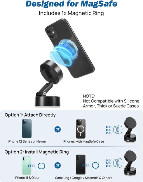 JOYTUTUS 16, 15, 14, 13, 12 Phones,Black,1 Pack Shower Phone Holder, Reusable Suction Cup Phone Mount for Shower