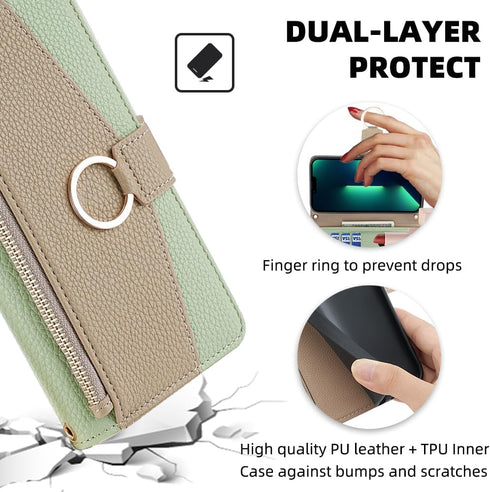 Asuwish Moto G Power 2020 Wallet Case: Green Flip Cover, Tempered Glass Protector, Card Holder, Crossbody Strap, Stand.