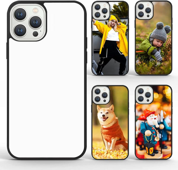 5PCS iPhone 15 Pro Max Soft Rubber + Aluminum Blank Cases - DIY Printable, Anti-Slip Protective Cover, 6.7 inch.
