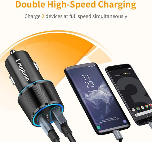 Fast USB C Car Charger, Compatible with Google Pixel 8/7/6/5, 30W Power Delivery & Quick Charge, Type C Cable