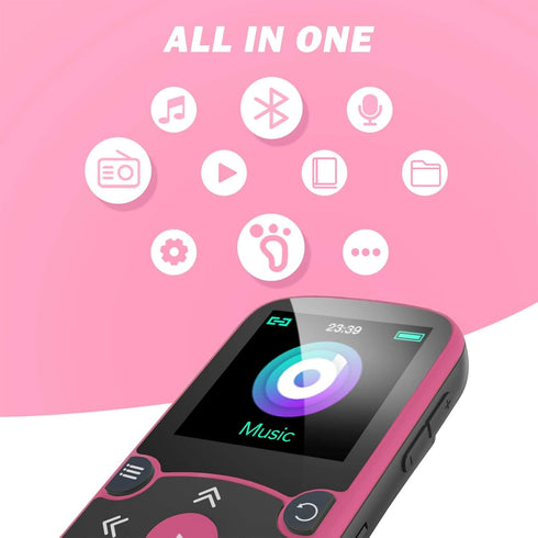 AGPTEK 64GB MP3 5.3 128GB Player with Clip, Bluetooth Lossless Sound with FM Radio, Voice Recorder for Sport Running