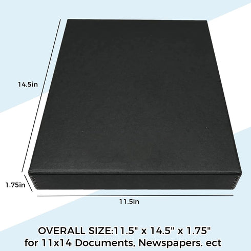 Golden State Art, Archival Folio Storage Box 11x14, Clamshell Design with Metal Edge, Preserve And Store Photos Documents Cards Prints Arts And Crafts DIY, Black by Golden State Art
