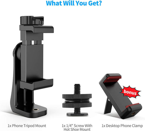 Owine Universal Dual Cell Phone Tripod Mount Adapter - Premium Smartphone Clamp for All Smartphones