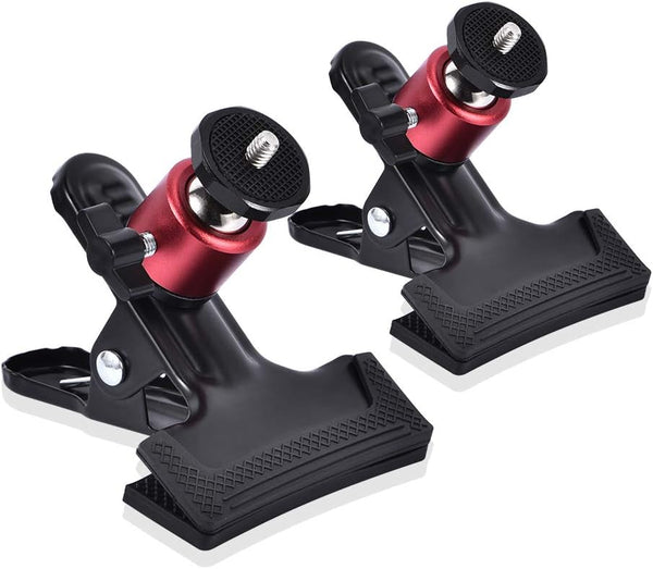 UTEBIT Tripod Camera Clip Clamp with 360 Degree Swivel Mini Ball Head - 2 Pack for DSLR Video Photoshoot
