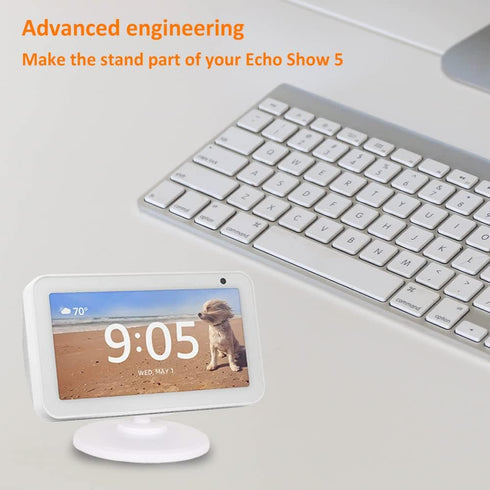 Adjustable Stand for Echo Show 5 (1st Gen and 2nd Gen) | Magnetic, Swivel, Tilt Accessory for Alexa | White