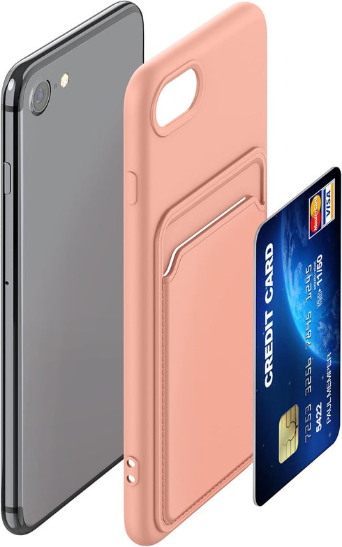 kwmobile Case Compatible with Apple iPhone SE (2022) / SE (2020) / iPhone 8 / 7 - TPU Cover with Credit Card Holder