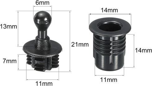 MECCANIXITY Speaker Grill Guides Plastic Black Ball Socket Type Dia 11mm for Speaker Parts Accessories Pack of 8