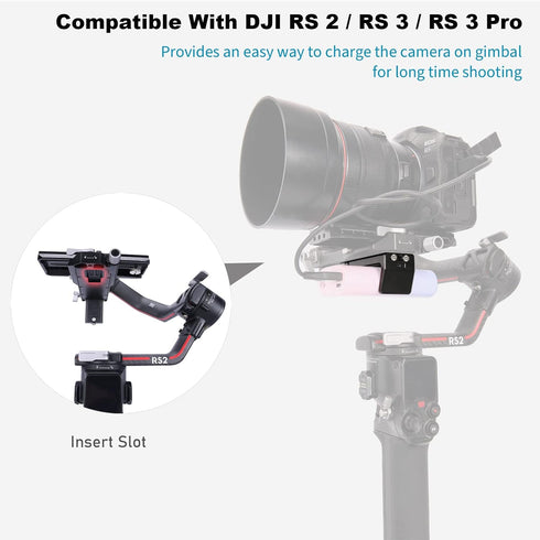 NICEYRIG Aluminum Power Bank Clamp for DJI RS 2/RS 3/RS 3 Pro, Universal Portable Charger Holder with Detachable Cold