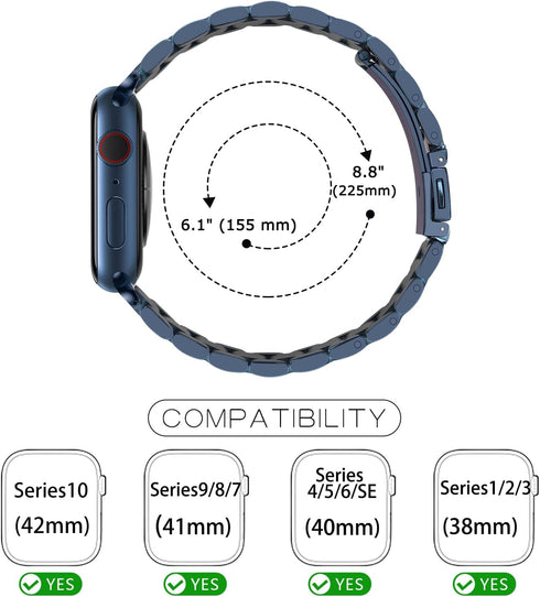 Tasikar Band Compatible with Apple Watch 42mm (Series 10) 41mm 40mm 38mm, Premium Stainless Steel Metal Replacement