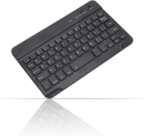 Thin 7 Inch Rechargeable Russian Keyboard, Bilingual Bluetooth for Android, Windows, iOS