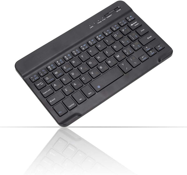 Thin 7 Inch Rechargeable Russian Keyboard, Bilingual Bluetooth for Android, Windows, iOS