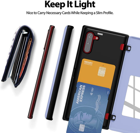 GOOSPERY Galaxy Note 10 Wallet Case - Protective Dual Layer Bumper Phone Case with Card Holder (Lilac Purple)