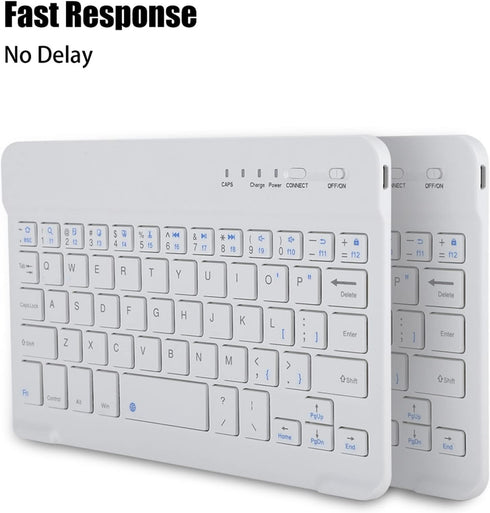 7 Inch Mini Universal Bluetooth Keyboard, Multi-Function Aluminum Alloy Portable Ultra-Slim Keypad, White Color