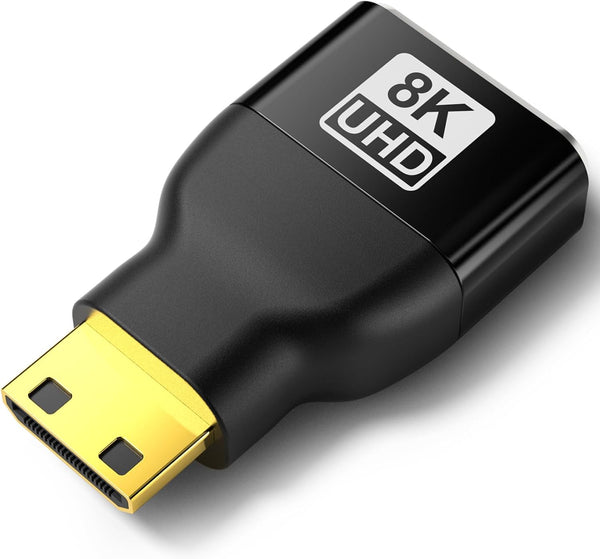 JHAOUS Mini HDMI to HDMI Adapter, 8K@60Hz 4K@144Hz Gold-Plated Converter, Female to Mini