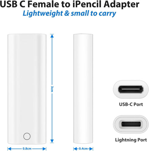 Pencil Charger Adapter for Apple Pencil 1st Generation, USB C to Lightning Adapter for iPad 10th Gen, Bluetooth Pairing