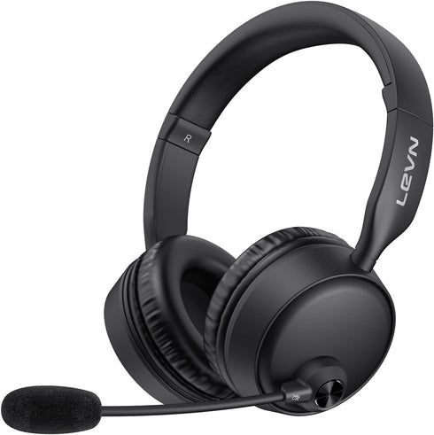 LEVN Bluetooth Headset with Microphone, Wireless Noise Cancelling Headset, 60 Hrs Working Time, Bluetooth 5.3