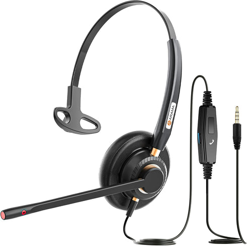 Arama Cell Phone Headset with Mic, Noise Canceling 3.5mm Wired Headset for iPhone, Samsung, PC, Clear Chat