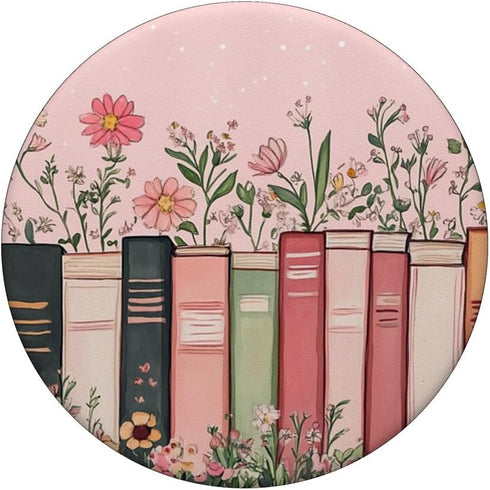 SAVARLO Pink Book Theme Floral Girly Book Lover Flowers PopSockets Adhesive PopGrip