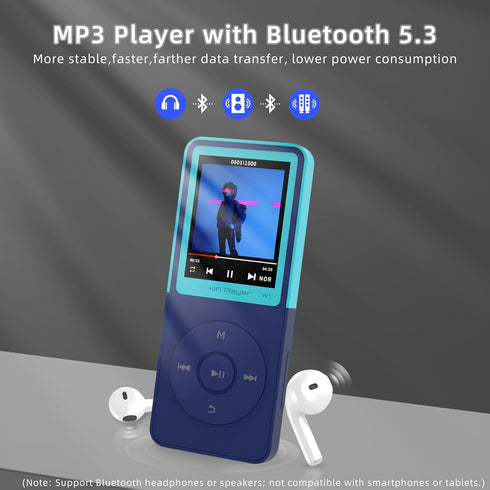 GOPOSOO MP3 Mp3 Artist/Album/Style,FM Blue,32GB) Player with Bluetooth Portable Bluetooth Music Player,EQ,Breakpoint