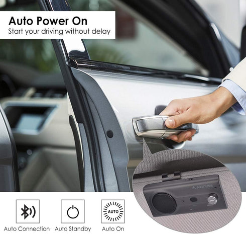 Avantree CK11 Hands Free Bluetooth 5.0 Car Kits with Loud Speakerphone, Wireless Visor Clip - Titanium