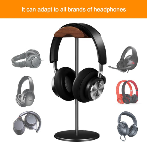 Micool Headphone Stand, Aluminium and Wood Gaming Headset Holder for All Size Headphones with Heavy Base