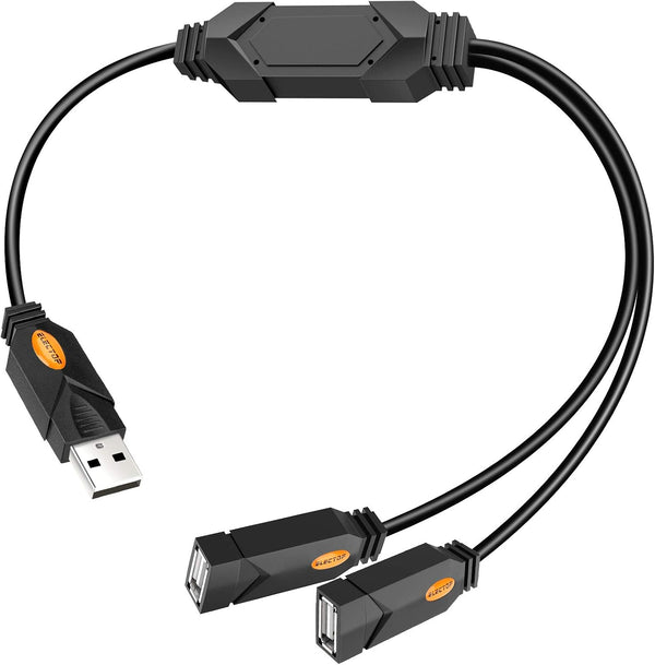 ELECTOP USB Splitter, 2 Ports USB A Hub, Dual Female Y Charging Splitter Cord for iOS & Android Data Sync