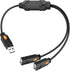 ELECTOP USB Splitter, 2 Ports USB A Hub, Dual Female Y Charging Splitter Cord for iOS & Android Data Sync