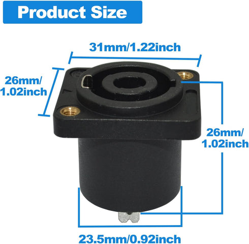 speakon Connector, Speaker Jack Twist Lock 4 Pole Square, Compatible with Speakon NL4MP, NL4MPR, NL4FC (8 Packs Black)