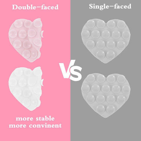 Nogeqi 2PCS Heart Suction Phone Grip Silicone Suction Phone Case Heart Suction Cup Phone Grip Double Sided Suction Cup