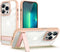 DOB SECHS Metal Kickstand Clear Case for iPhone 13 Pro, Aluminum Alloy Button, Anti-Yellowing Design
