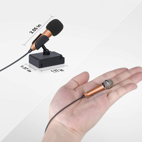 Mini Portable Vocal/Instrument Microphone for Voice Video Recording Singing,Vlogging, Podcasting, Tiny Microphone for iPhone Android Phone Computer Latop Notebook Tablet iPad(Golden)