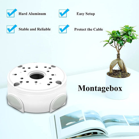 Junction Box Mount Bracket (Metal Aluminum & Waterproof), Universal for Bullet Security Camera, Compatible with Solar